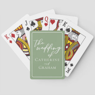 Jeu De Cartes Sage Green White Typographie Mariage personnalisé