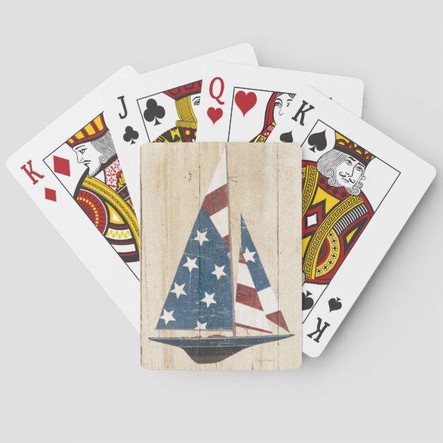 Jeu De Cartes Sailboat With American Flag (dos)