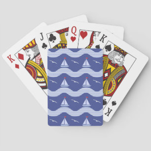 Jeu De Cartes Sailboats On A Striped Sea Pattern