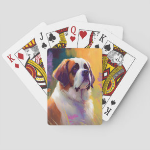 Jeu De Cartes Saint Bernard Chien Animal Portrait Peinture Anima