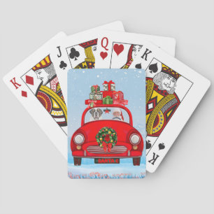 Jeu De Cartes Saint Bernard Chien En Voiture Avec Le Père Noël