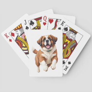 Jeu De Cartes Saint Bernard Joyeux Joueur Jouer Jouer Jumping En