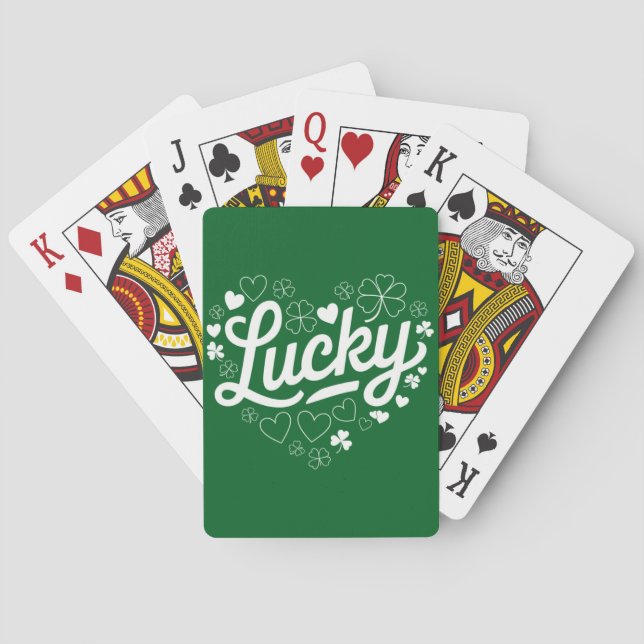 Jeu De Cartes Saint Patrick's Day Heart Lucky Clover Shamrock (dos)