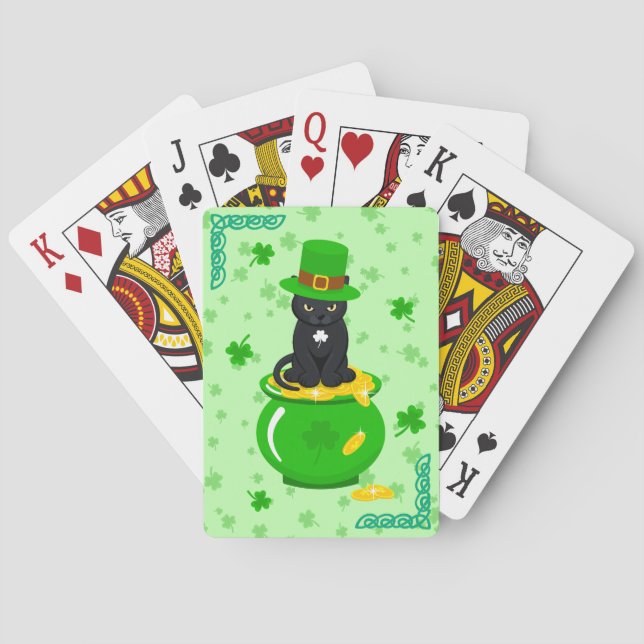Jeu De Cartes Saint Patrick's Day Shamrock Pot of Gold Black Cat (dos)