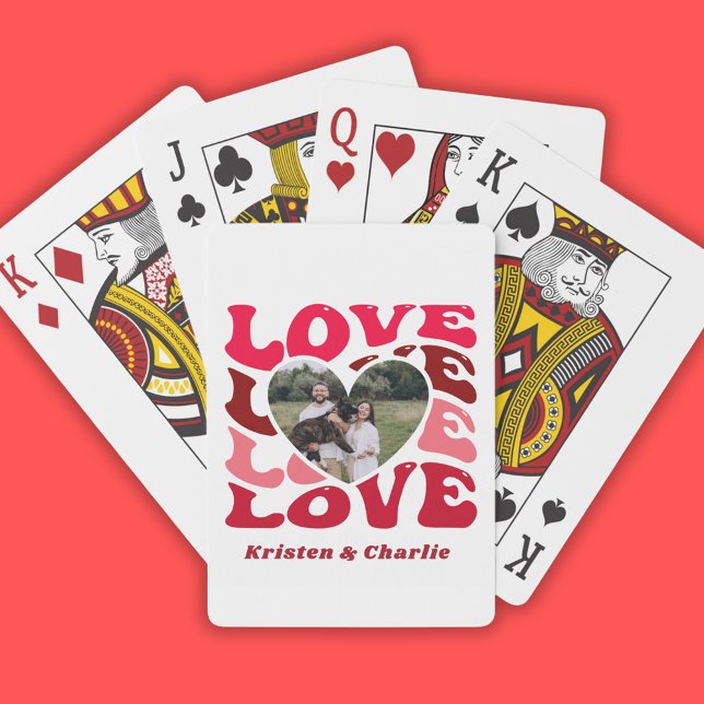 Jeu De Cartes Saint Valentin Amour Personnalisé Photo & Couple N (Valentine's Day Love Custom Photo & Couple Names Poker Cards
)