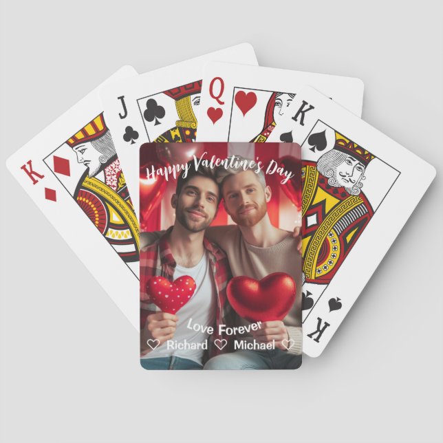 Jeu De Cartes Saint Valentin | Red Hearts LGBT Photo personnalis (dos)