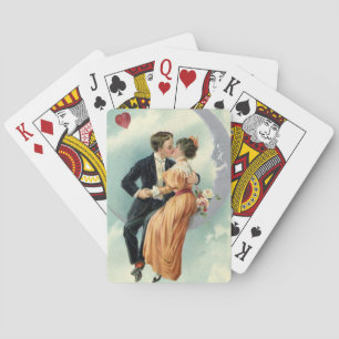 Jeu De Cartes Saint-Valentin victorien vintage Baiser sur la Lun