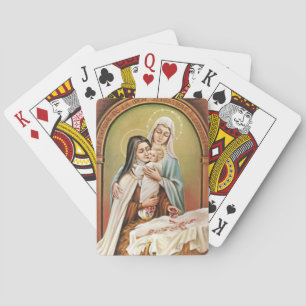 Jeu De Cartes Sainte Thérèse Mère Marie Bébé Jésus Manger Rose