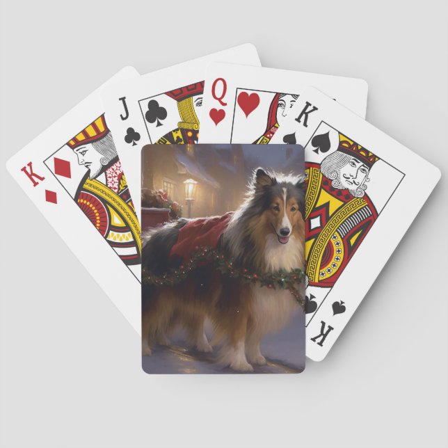 Jeu De Cartes Saison de Noël du Shetland Sheepdog (dos)