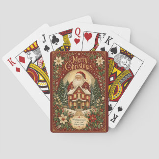 Jeu De Cartes Salutation chaleureuse de Santa au coin du feu