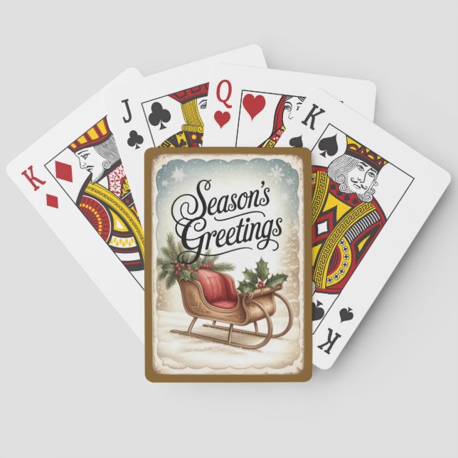 Jeu De Cartes Salutations de saison Traîneau d'hiver (dos)