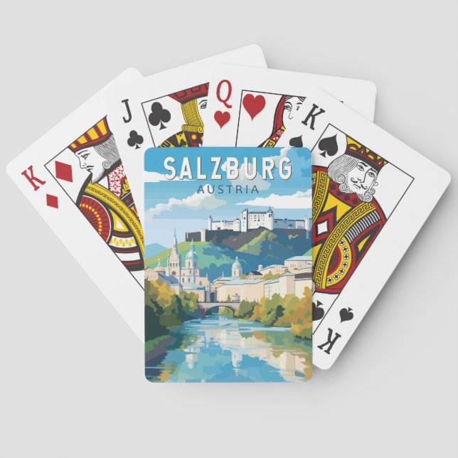 Jeu De Cartes Salzbourg Autriche Travel Art Vintage (dos)