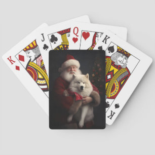 Jeu De Cartes Samoyé Avec Noël Festif Du Père Noël