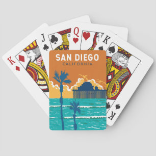 Jeu De Cartes San Diego California Travel Art Vintage