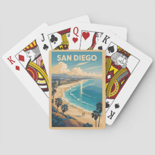 Jeu De Cartes San Diego Californie Skyline Voyage Art Rétro