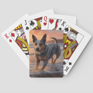 Jeu De Cartes Sandy Paws Australian Cattle Dog on Beach Sunset