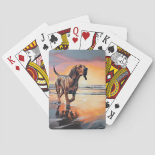 Jeu De Cartes Sandy Paws Bloodhound Dog on Beach Sunset