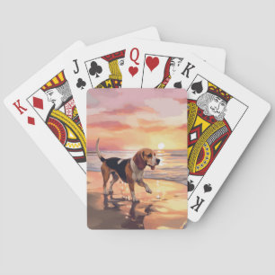 Jeu De Cartes Sandy Paws Chien Beagle sur le coucher du soleil d