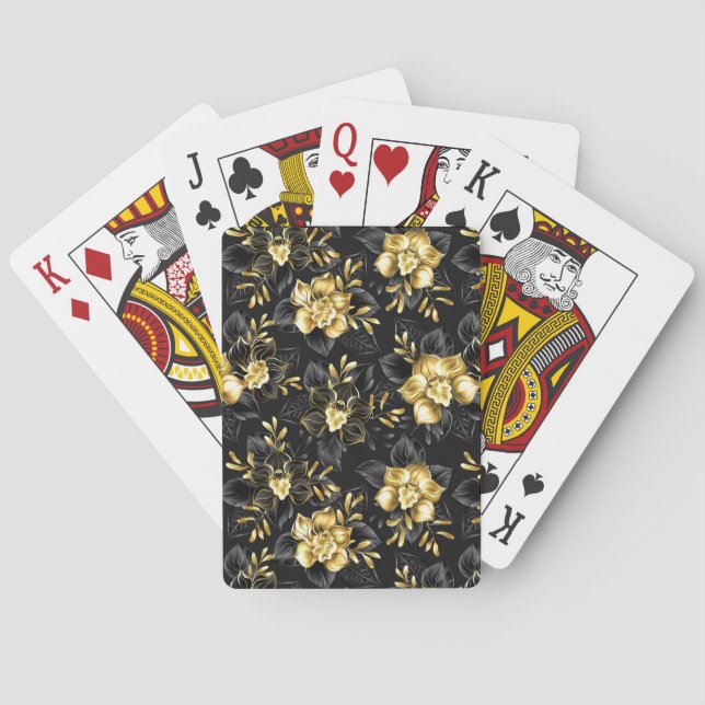 Jeu De Cartes Sans couture avec orchidées de bijoux (dos)