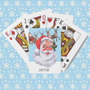 Jeu De Cartes Santa Claus in Snow Stocker Stuffer Ajouter le nom