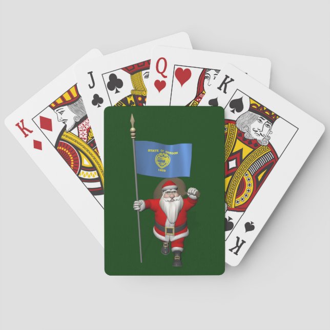Jeu De Cartes Santa Claus with Ensign of Oregon (dos)