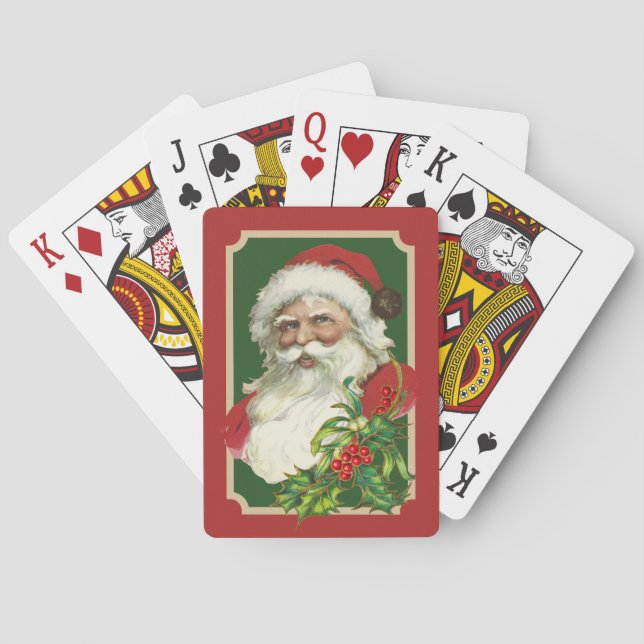 Jeu De Cartes Santa Rouge & Vert Classique de Fêtes (dos)