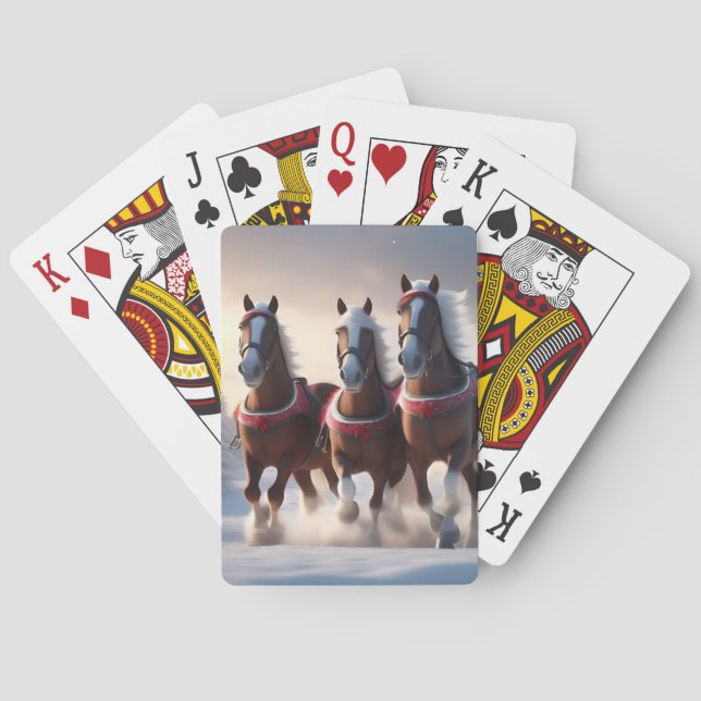 Jeu De Cartes Santas Chevaux de Neige de Noël, (dos)
