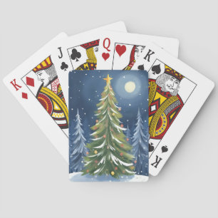 Jeu De Cartes Sapin de Noël   Paysage d'hiver enneigé merveilleu