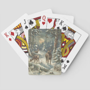 Jeu De Cartes Sapin de Noël Renne Forêt de résineux Neige