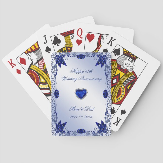 Jeu De Cartes Sapphire 45e anniversaire du Mariage (dos)