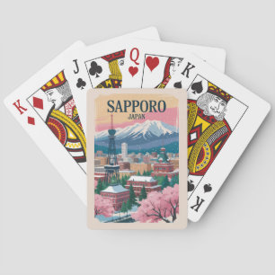 Jeu De Cartes Sapporo Japon Illustration Voyage Art Vintage