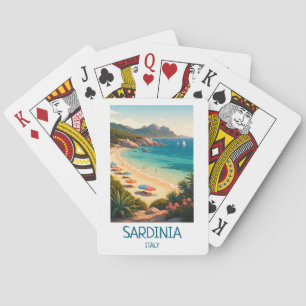 Jeu De Cartes Sardaigne Italie Minimaliste Art de Voyage Vintage