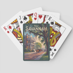 Jeu De Cartes Savannah Georgia Horse Carriage Illustration Retro