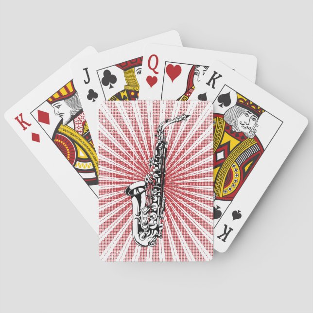 Jeu De Cartes Saxophone on Grunge Red Sunburst (dos)