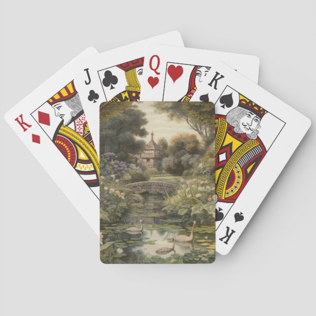 Jeu De Cartes Scène botanique de cygnes dans un jardin anglais (dos)