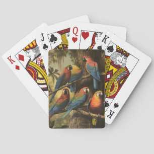 Jeu De Cartes Scène botanique vintage perroquets colorés dans un