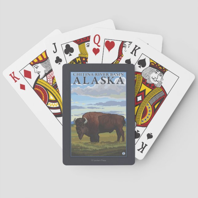 Jeu De Cartes Scène de bison - le bassin fluvial de Chitina, (dos)