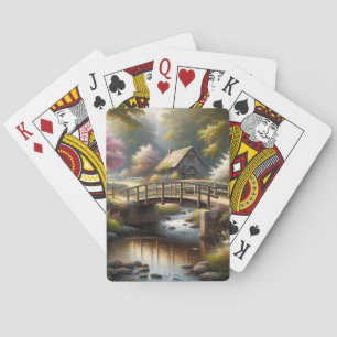 Jeu De Cartes Scène de cottage printanier Cottagecore avec un po