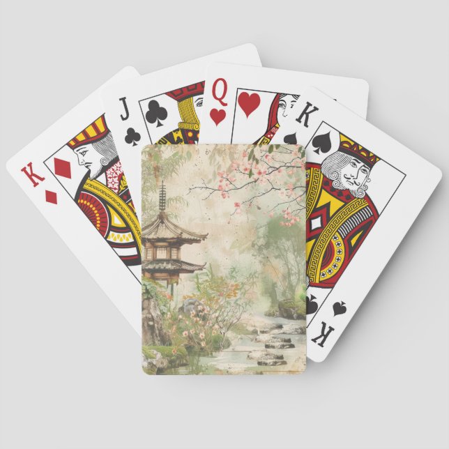 Jeu De Cartes Scène de jardin de fleurs de cerisier (4) (dos)