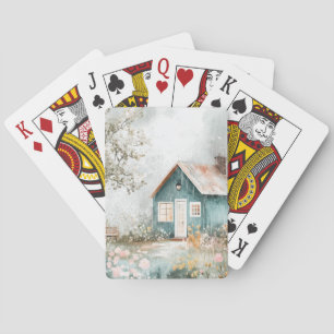 Jeu De Cartes Scène de jardin de fleurs sauvages dans un cottage
