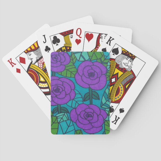 Jeu De Cartes Scène de jardin pourpre et bleu (dos)