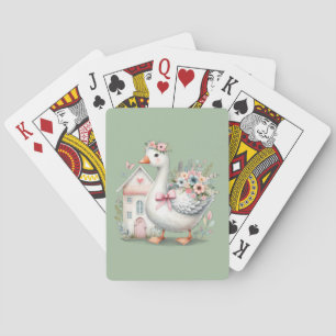 Jeu De Cartes Scène de maison florale de cottage à l'oie