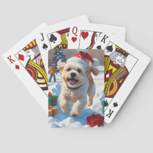 Jeu De Cartes Scène de neige festive de Noël Bichon Frise