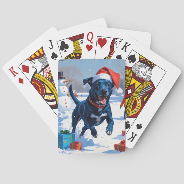 Jeu De Cartes Scène de neige festive de Noël Blue Heeler (dos)