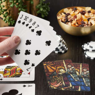 Jeu De Cartes Scène de Noël vintage de la Nativité en verre colo