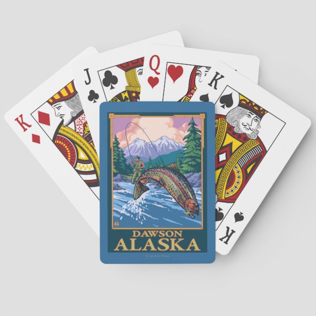 Jeu De Cartes Scène de pêche de mouche - Dawson, Alaska (dos)