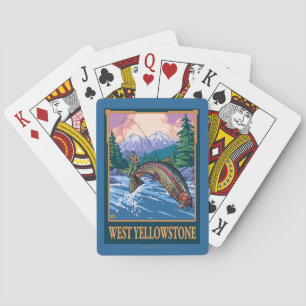 Jeu De Cartes Scène de pêche de mouche - Yellowstone occidental