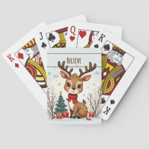 Jeu De Cartes Scène mignonne de rennes de Noël dans une forêt en