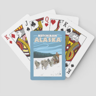 Jeu De Cartes Scène Sledding de chien - Ketchikan, Alaska