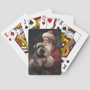 Jeu De Cartes Schnauzer avec le Père Noël Festif de Noël